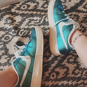 Nike Airforce 1 Metallic Green/Blue